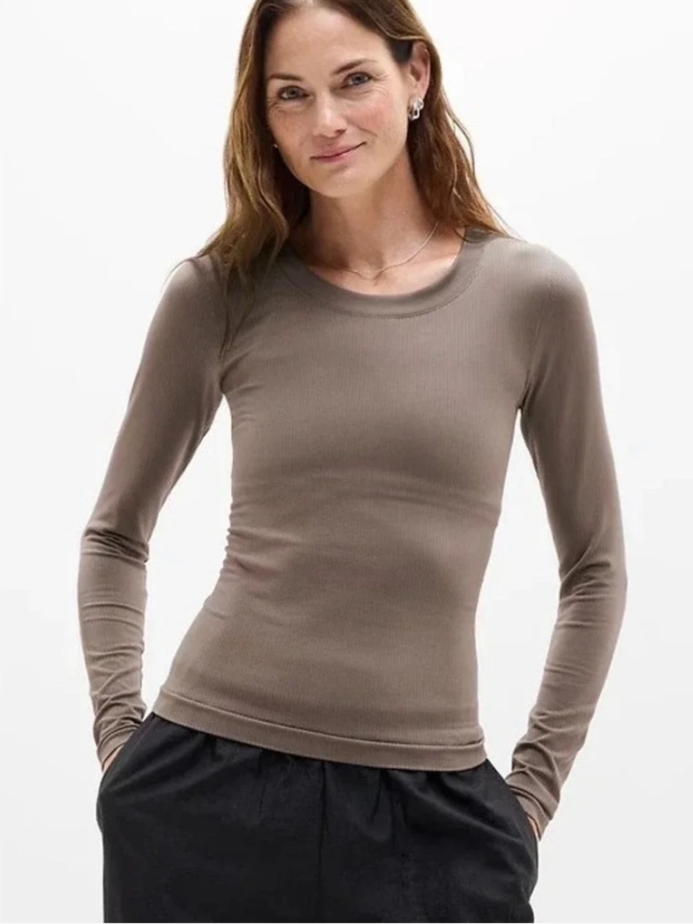 NWT Athleta Renew Seamless Crewneck | Mortar Mushroom | Size Large